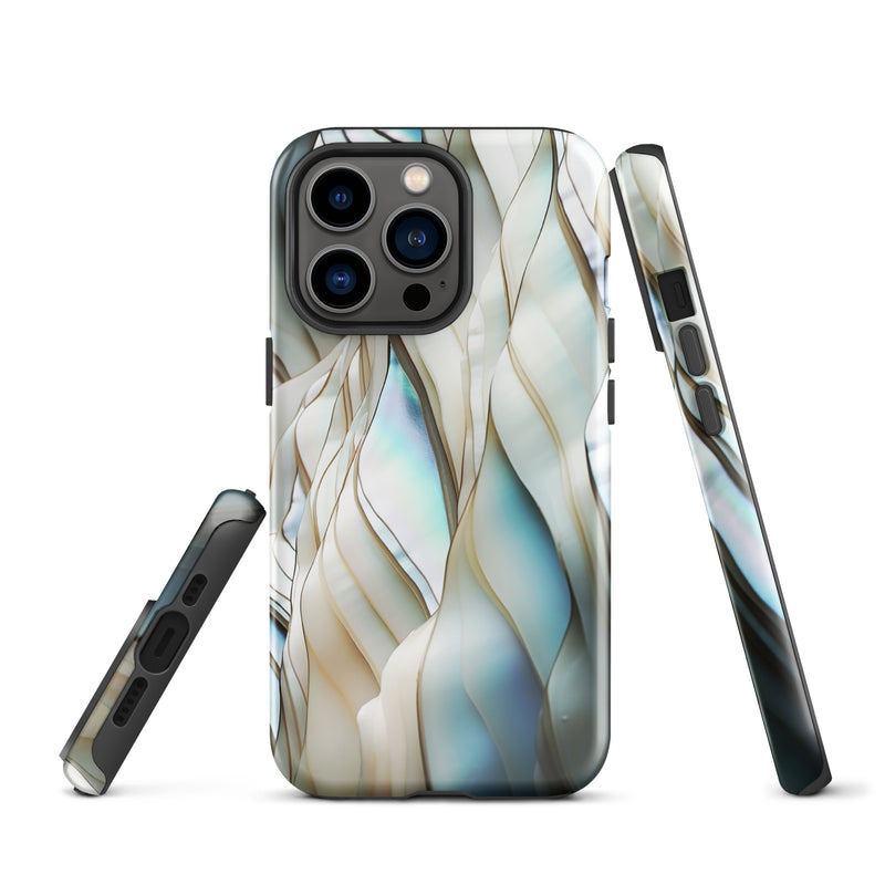 Load image into Gallery viewer, Cream Blue White Pearl iPhone Case Hardshell 3D Wrap Thermal CREATIVETECH