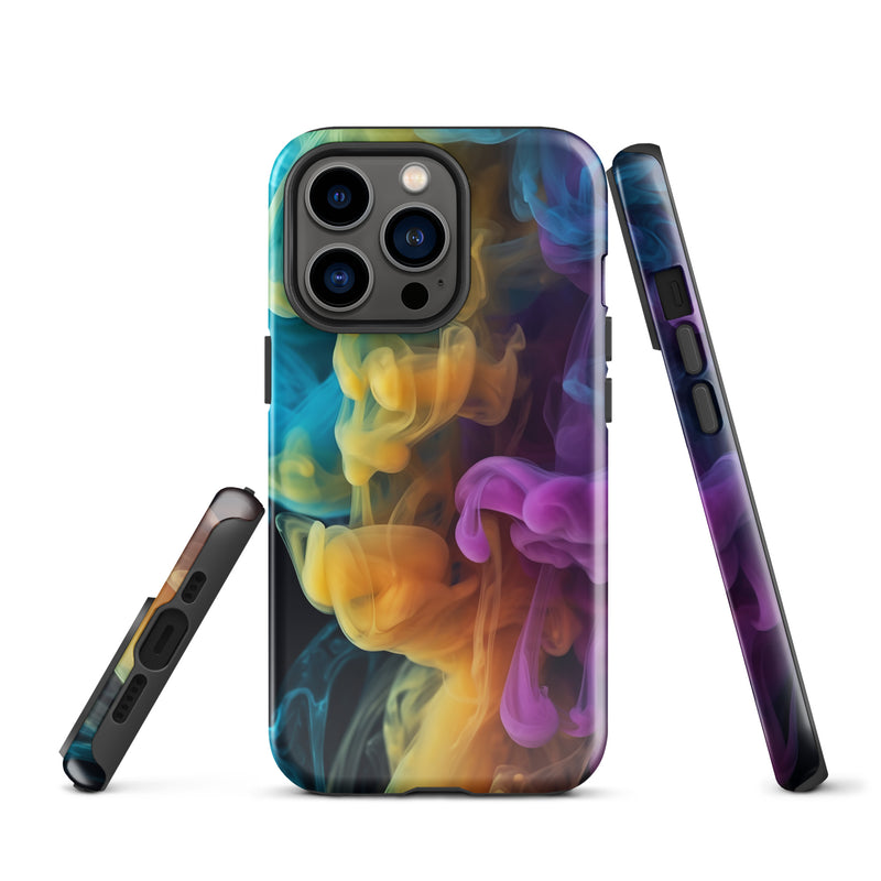 Load image into Gallery viewer, Yellow Purple Blue Smoke iPhone Case Hardshell 3D Wrap Thermal CREATIVETECH
