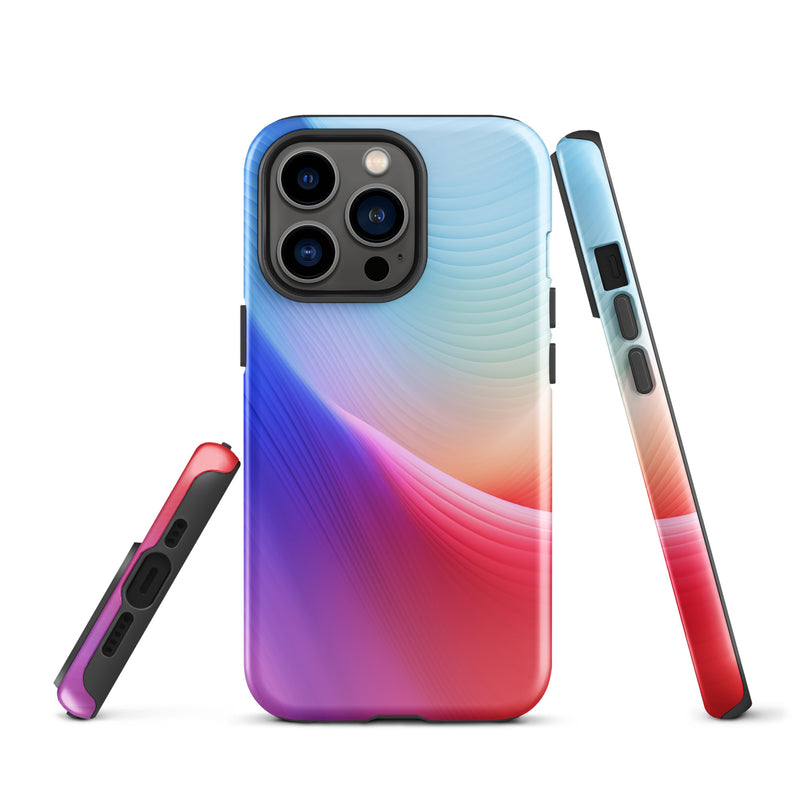 Load image into Gallery viewer, Red Violet Blue Abstract Waves iPhone Case Hardshell 3D Wrap Thermal CREATIVETECH