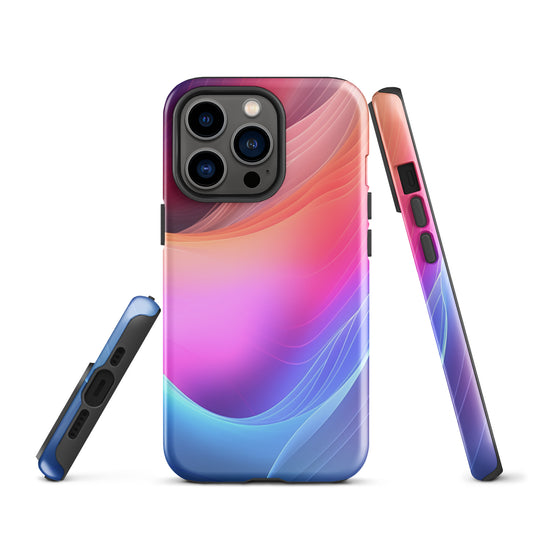 Pink Blue Abstract Waves iPhone Case Hardshell 3D Wrap Thermal CREATIVETECH