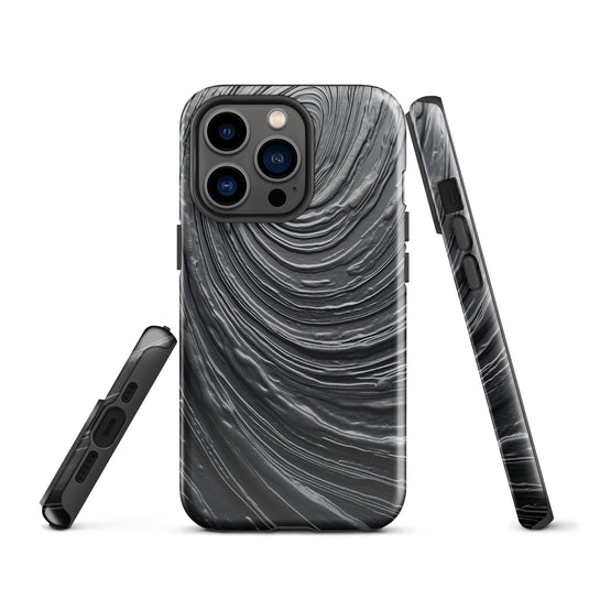 Damascus Steel Metal Swirl Dark Grey iPhone Case Hardshell 3D Wrap Thermal CREATIVETECH