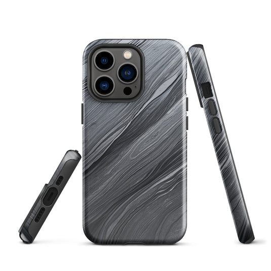 Damascus Steel iPhone Case Hardshell 3D Wrap Thermal Dark Grey Metal CREATIVETECH