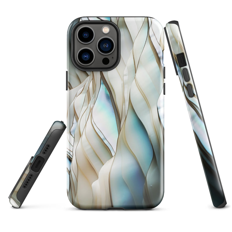 Load image into Gallery viewer, Cream Blue White Pearl iPhone Case Hardshell 3D Wrap Thermal CREATIVETECH