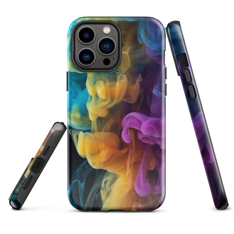 Load image into Gallery viewer, Yellow Purple Blue Smoke iPhone Case Hardshell 3D Wrap Thermal CREATIVETECH
