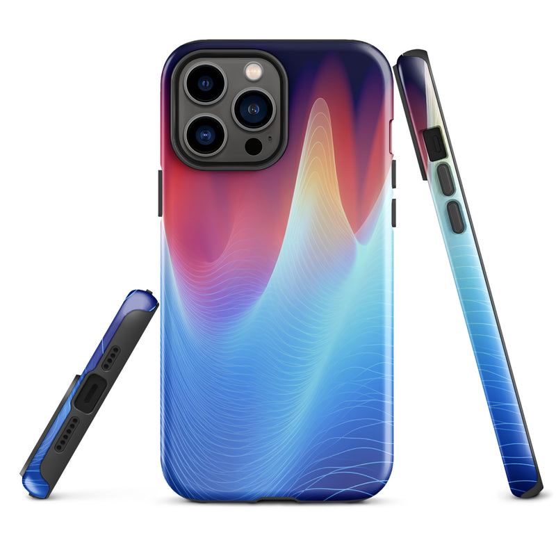 Load image into Gallery viewer, Blue Abstract Sound Waves iPhone Case Hardshell 3D Wrap Thermal CREATIVETECH