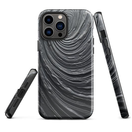 Damascus Steel Metal Swirl Dark Grey iPhone Case Hardshell 3D Wrap Thermal CREATIVETECH