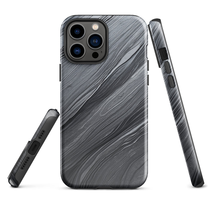 Load image into Gallery viewer, Damascus Steel iPhone Case Hardshell 3D Wrap Thermal Dark Grey Metal CREATIVETECH