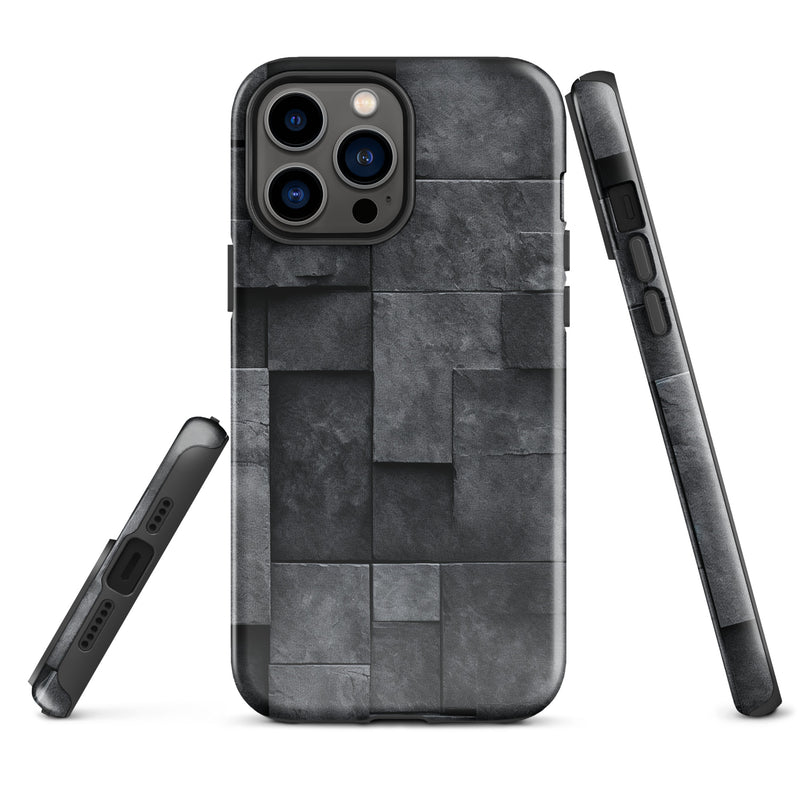 Load image into Gallery viewer, Dark Grey Stone Cubes iPhone Case Hardshell 3D Wrap Thermal CREATIVETECH