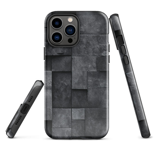 Dark Grey Stone Cubes iPhone Case Hardshell 3D Wrap Thermal CREATIVETECH