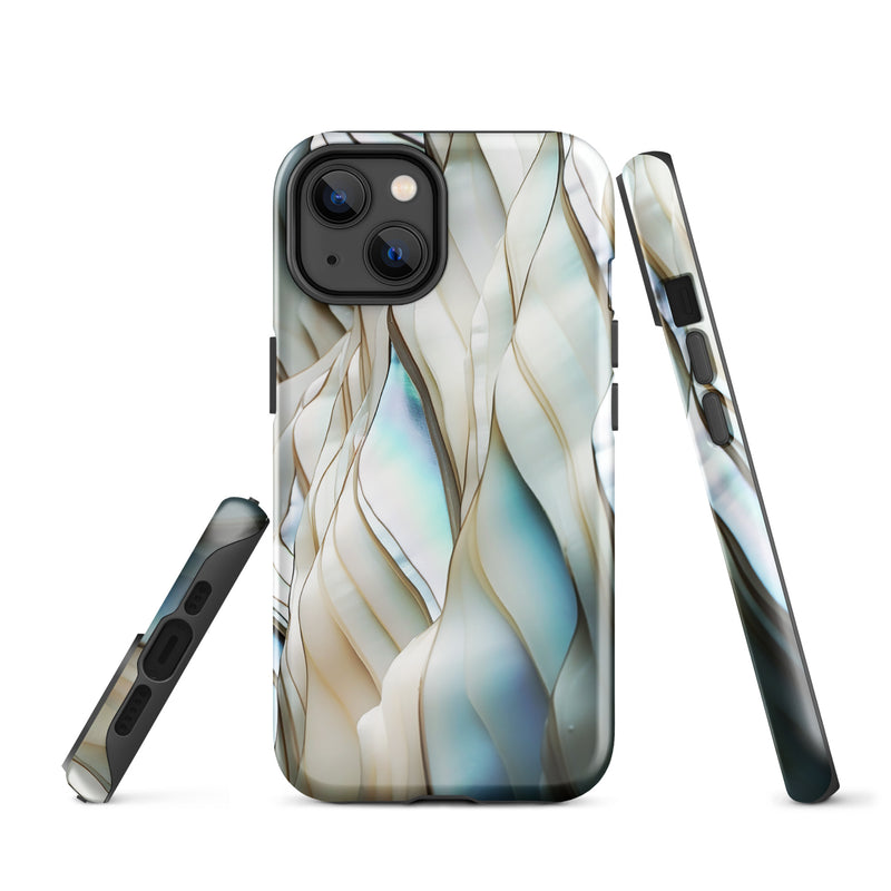 Load image into Gallery viewer, Cream Blue White Pearl iPhone Case Hardshell 3D Wrap Thermal CREATIVETECH