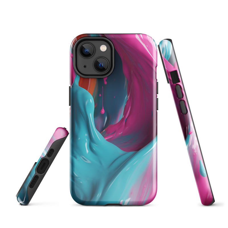Load image into Gallery viewer, Pink Blue Paint iPhone Case Hardshell 3D Wrap Thermal CREATIVETECH