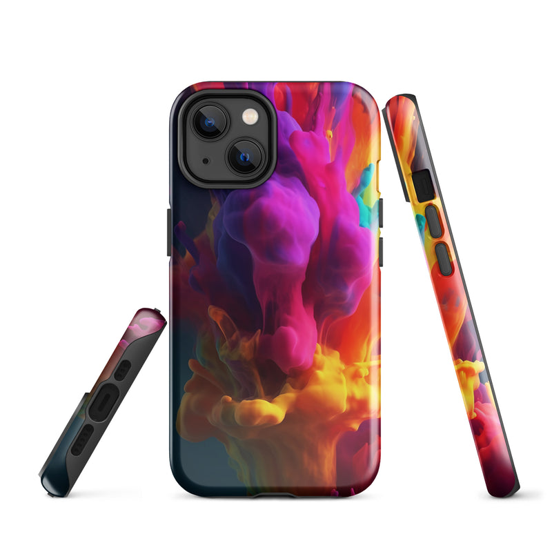 Load image into Gallery viewer, Dark Purple Yellow Paint iPhone Case Hardshell 3D Wrap Thermal CREATIVETECH