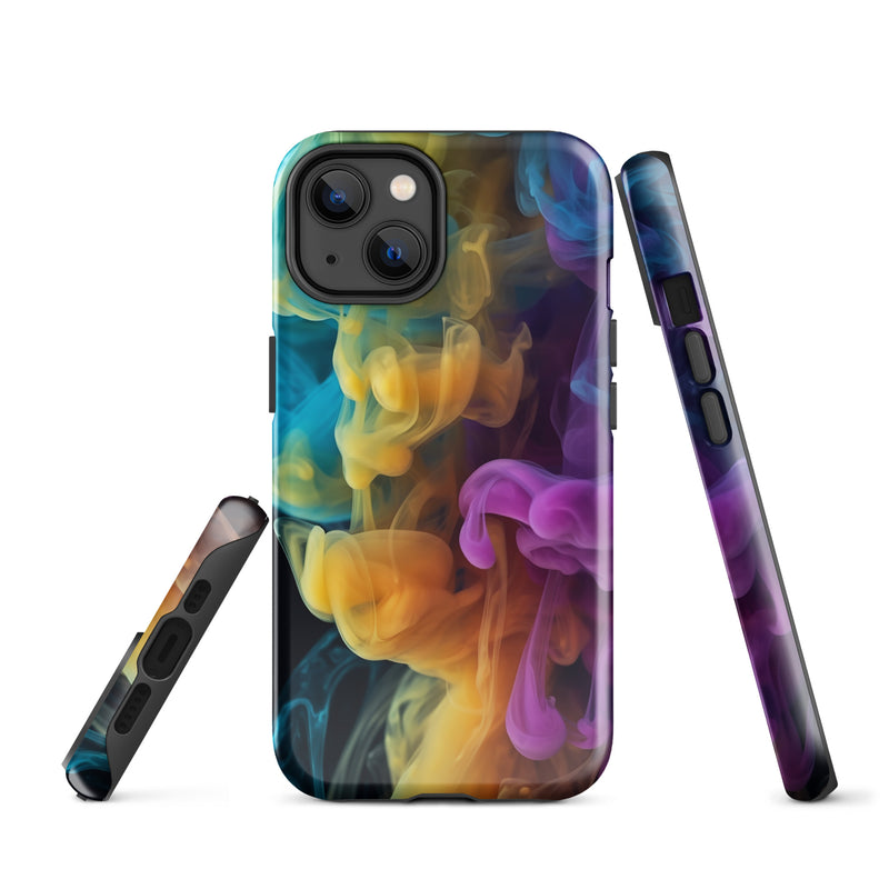 Load image into Gallery viewer, Yellow Purple Blue Smoke iPhone Case Hardshell 3D Wrap Thermal CREATIVETECH