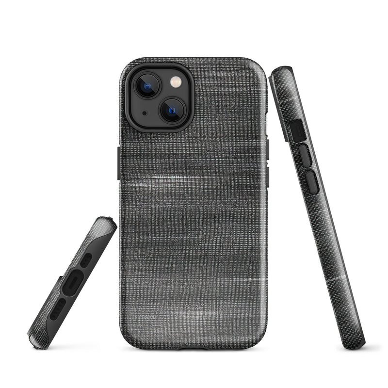 Load image into Gallery viewer, Brushed Denim Black Grey iPhone Case Hardshell 3D Wrap Thermal CREATIVETECH
