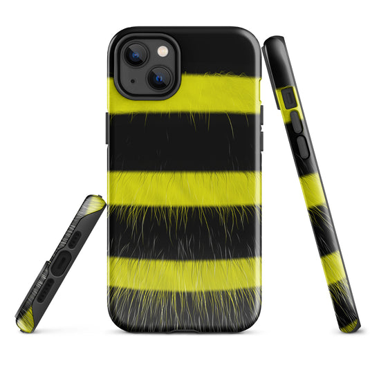 Fluffy Bee Yellow Black iPhone Case Hardshell 3D Wrap Thermal CREATIVETECH