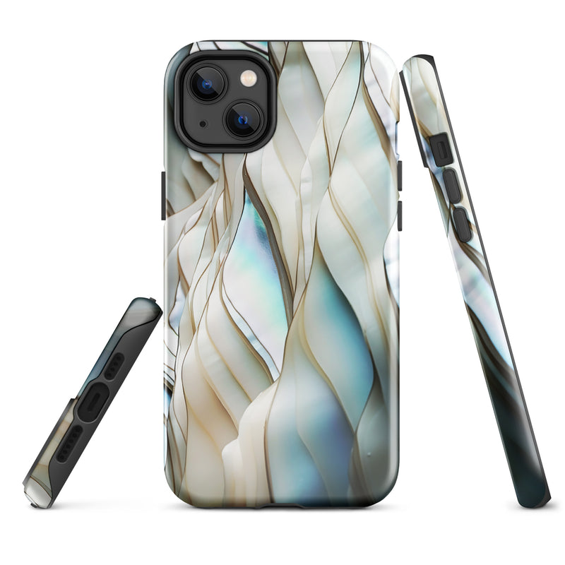 Load image into Gallery viewer, Cream Blue White Pearl iPhone Case Hardshell 3D Wrap Thermal CREATIVETECH