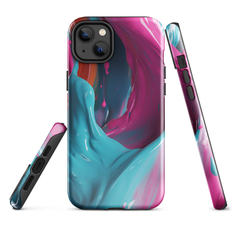 Load image into Gallery viewer, Pink Blue Paint iPhone Case Hardshell 3D Wrap Thermal CREATIVETECH
