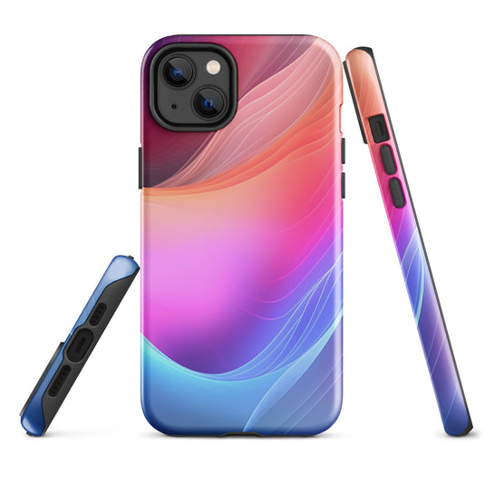 Pink Blue Abstract Waves iPhone Case Hardshell 3D Wrap Thermal CREATIVETECH