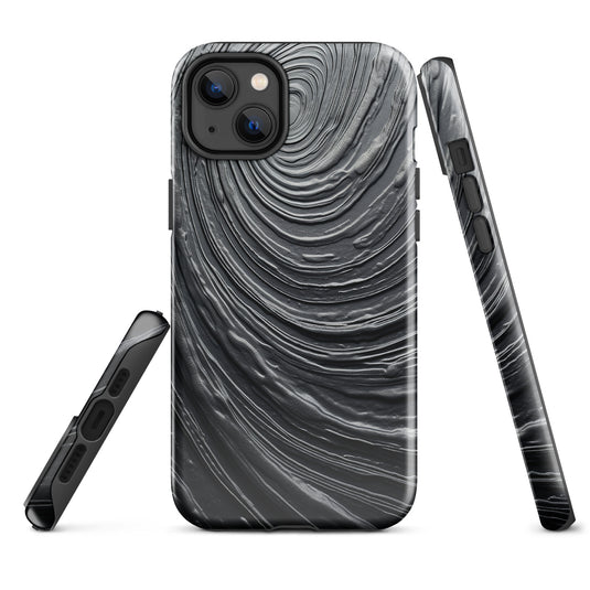 Damascus Steel Metal Swirl Dark Grey iPhone Case Hardshell 3D Wrap Thermal CREATIVETECH