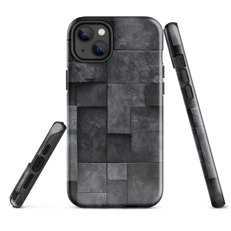 Load image into Gallery viewer, Dark Grey Stone Cubes iPhone Case Hardshell 3D Wrap Thermal CREATIVETECH