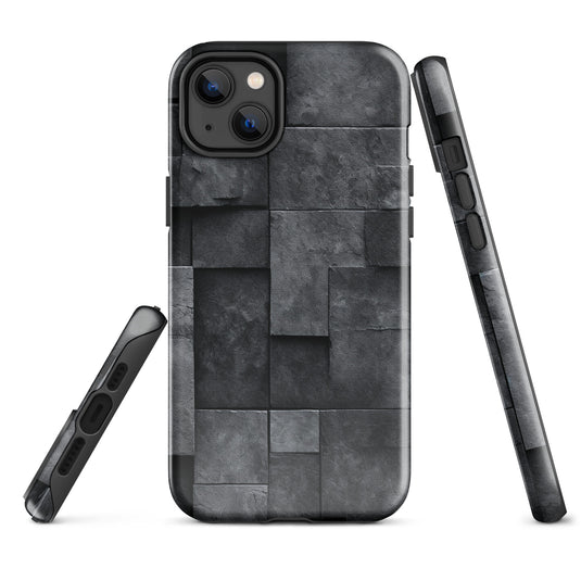 Dark Grey Stone Cubes iPhone Case Hardshell 3D Wrap Thermal CREATIVETECH