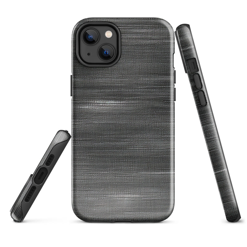 Load image into Gallery viewer, Brushed Denim Black Grey iPhone Case Hardshell 3D Wrap Thermal CREATIVETECH
