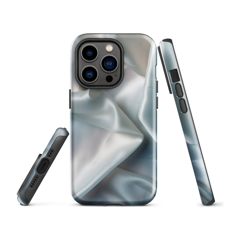 Load image into Gallery viewer, White Satin Pearl Cloth iPhone Case Hardshell 3D Wrap Thermal CREATIVETECH