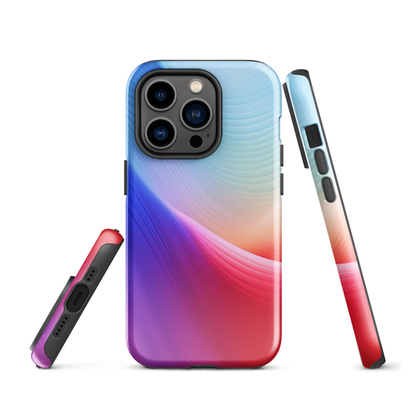 Load image into Gallery viewer, Red Violet Blue Abstract Waves iPhone Case Hardshell 3D Wrap Thermal CREATIVETECH