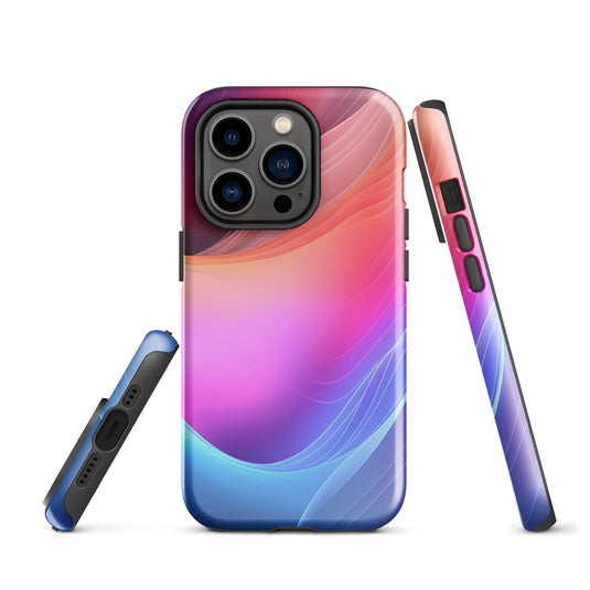 Pink Blue Abstract Waves iPhone Case Hardshell 3D Wrap Thermal CREATIVETECH
