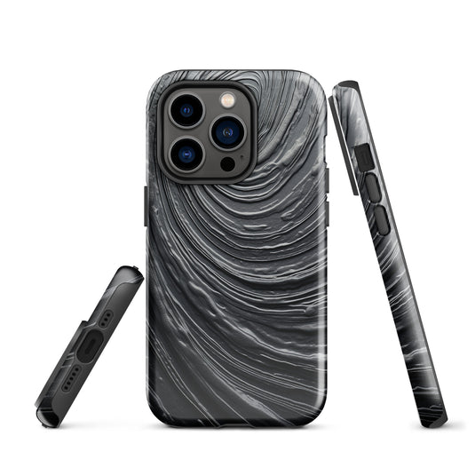 Damascus Steel Metal Swirl Dark Grey iPhone Case Hardshell 3D Wrap Thermal CREATIVETECH