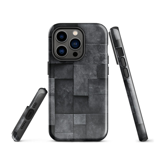 Dark Grey Stone Cubes iPhone Case Hardshell 3D Wrap Thermal CREATIVETECH