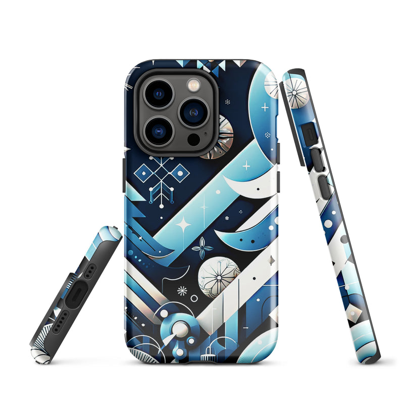 Load image into Gallery viewer, Christmas Vibe Aesthetic Blue White iPhone Case Hardshell 3D Wrap Thermal Double Layer CREATIVETECH