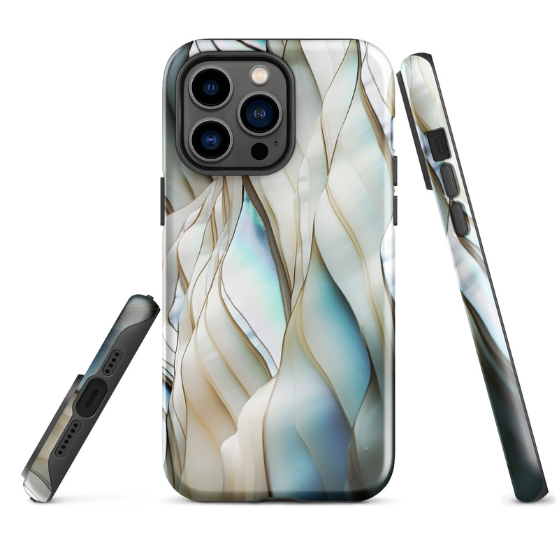 Load image into Gallery viewer, Cream Blue White Pearl iPhone Case Hardshell 3D Wrap Thermal CREATIVETECH