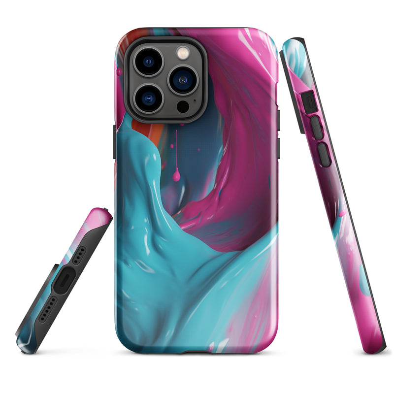 Load image into Gallery viewer, Pink Blue Paint iPhone Case Hardshell 3D Wrap Thermal CREATIVETECH
