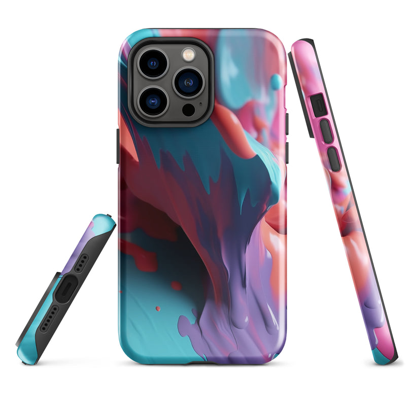 Load image into Gallery viewer, Light Blue Violet Liquid Paint iPhone Case Hardshell 3D Wrap Thermal CREATIVETECH
