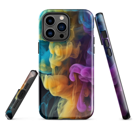 Yellow Purple Blue Smoke iPhone Case Hardshell 3D Wrap Thermal CREATIVETECH