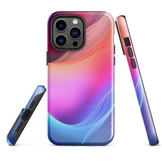 Pink Blue Abstract Waves iPhone Case Hardshell 3D Wrap Thermal CREATIVETECH