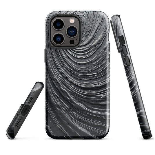 Damascus Steel Metal Swirl Dark Grey iPhone Case Hardshell 3D Wrap Thermal CREATIVETECH