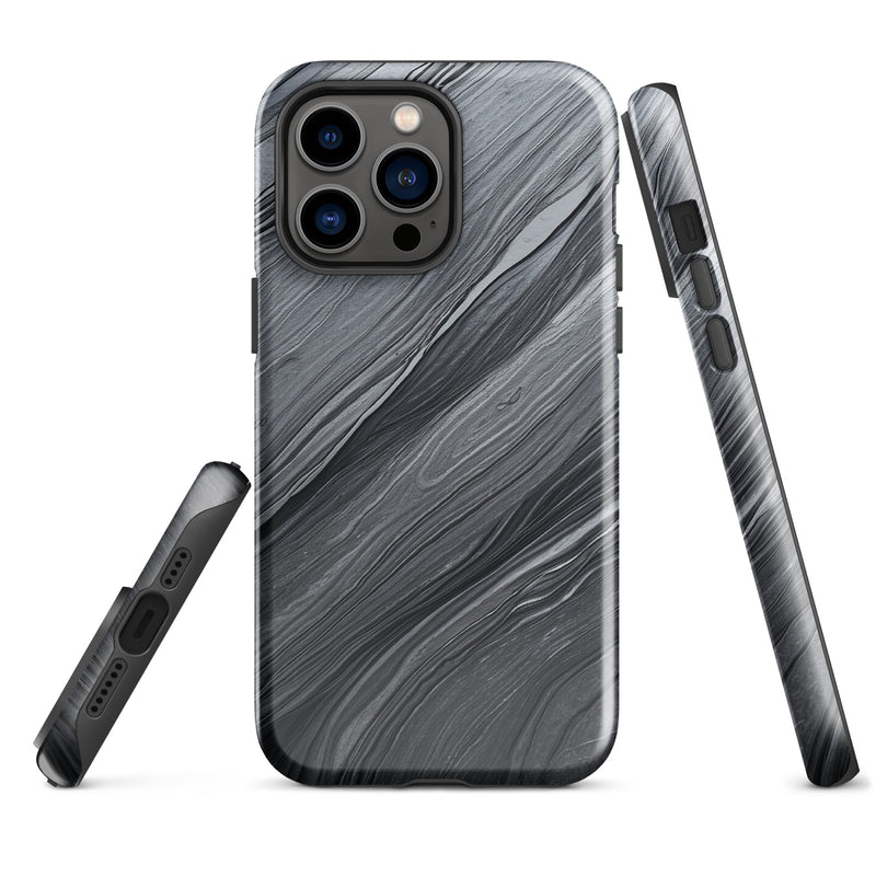 Load image into Gallery viewer, Damascus Steel iPhone Case Hardshell 3D Wrap Thermal Dark Grey Metal CREATIVETECH