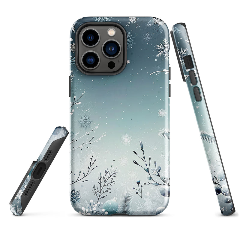 Load image into Gallery viewer, Christmas Vibe Blue White iPhone Case Hardshell 3D Wrap Thermal Double Layer CREATIVETECH
