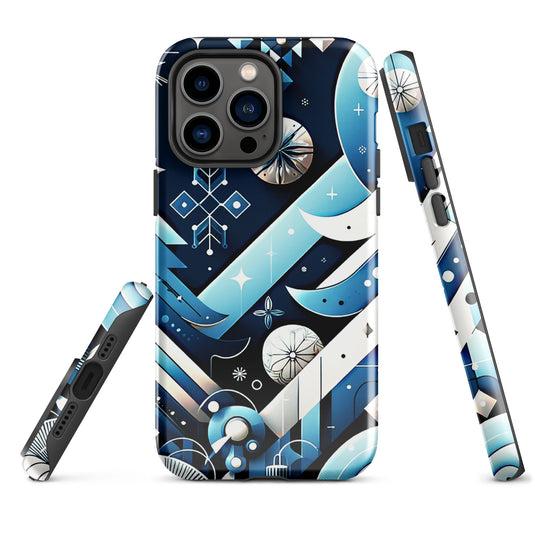 Christmas Vibe Aesthetic Blue White iPhone Case Hardshell 3D Wrap Thermal Double Layer CREATIVETECH