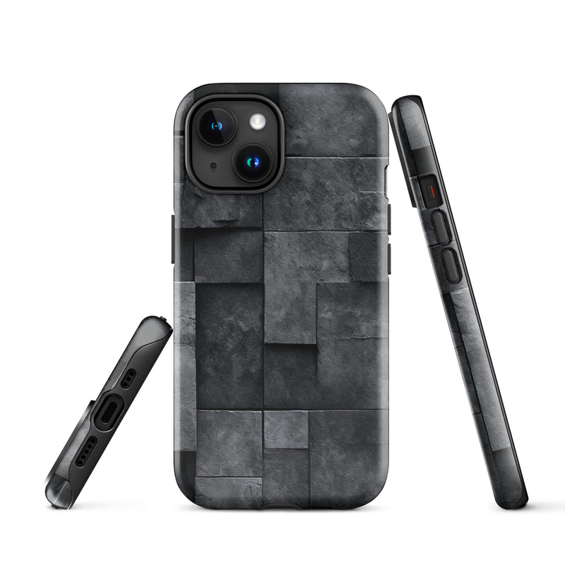 Load image into Gallery viewer, Dark Grey Stone Cubes iPhone Case Hardshell 3D Wrap Thermal CREATIVETECH
