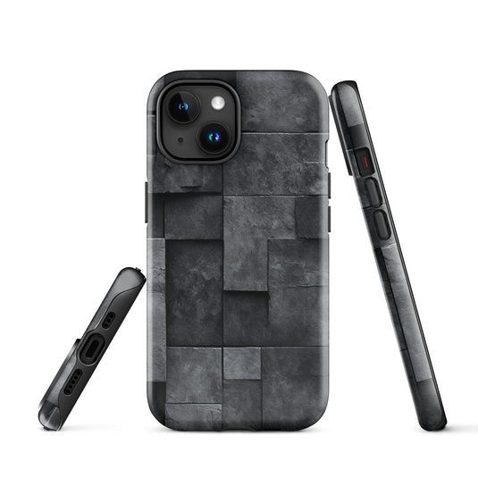 Dark Grey Stone Cubes iPhone Case Hardshell 3D Wrap Thermal CREATIVETECH