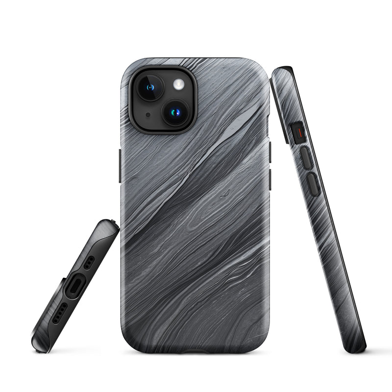 Load image into Gallery viewer, Damascus Steel iPhone Case Hardshell 3D Wrap Thermal Dark Grey Metal CREATIVETECH