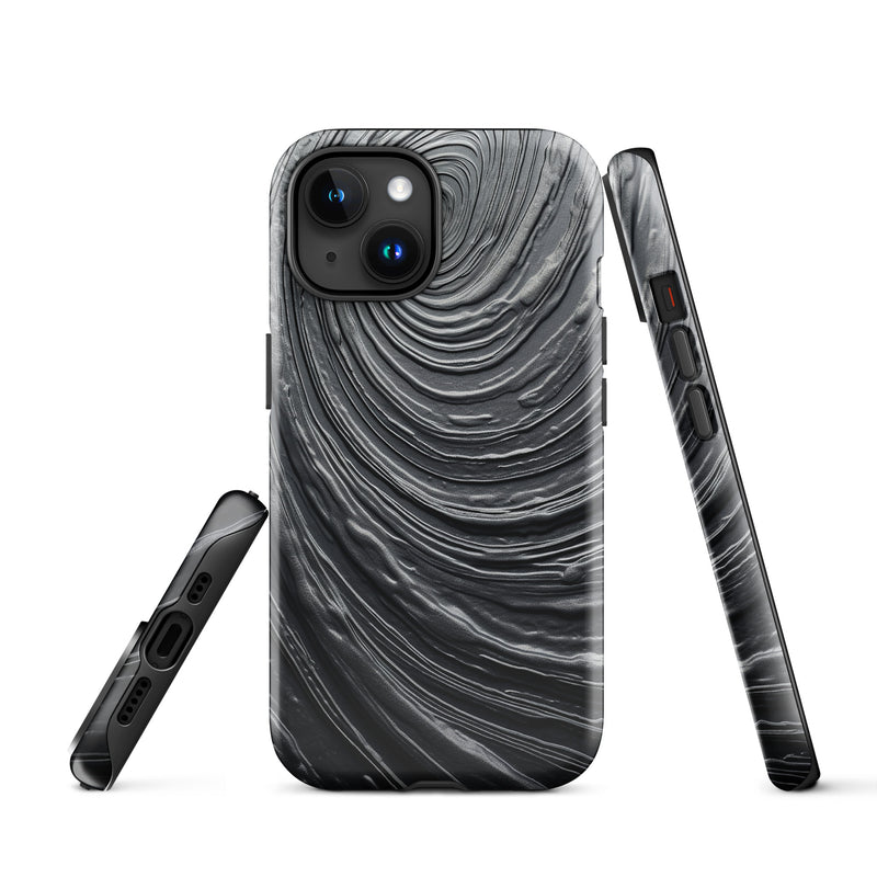 Load image into Gallery viewer, Damascus Steel Metal Swirl Dark Grey iPhone Case Hardshell 3D Wrap Thermal CREATIVETECH