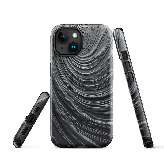 Damascus Steel Metal Swirl Dark Grey iPhone Case Hardshell 3D Wrap Thermal CREATIVETECH