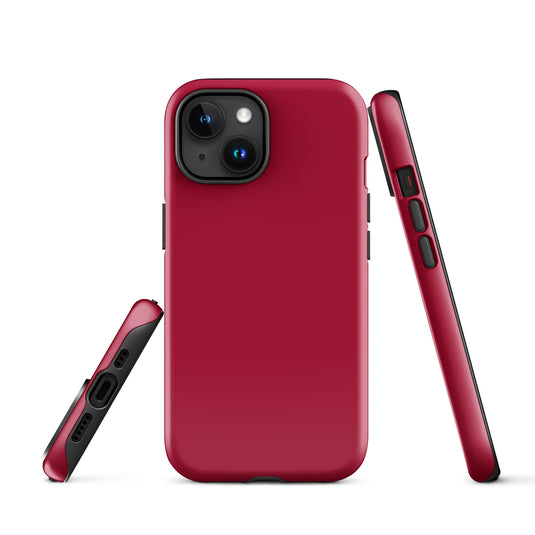 Carmine Red iPhone Case Hardshell 3D Wrap Thermal Plain Color CREATIVETECH