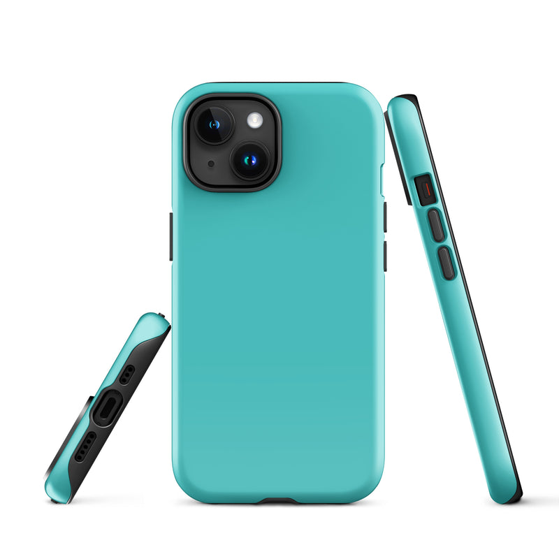 Load image into Gallery viewer, Turquoise Blue iPhone Case Hardshell 3D Wrap Thermal Plain Color CREATIVETECH
