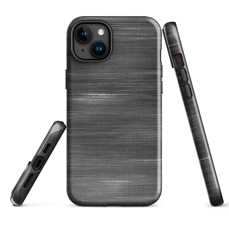 Load image into Gallery viewer, Brushed Denim Black Grey iPhone Case Hardshell 3D Wrap Thermal CREATIVETECH