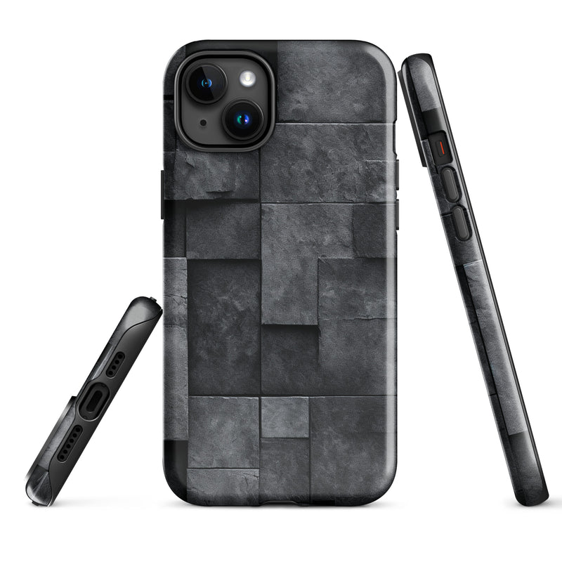 Load image into Gallery viewer, Dark Grey Stone Cubes iPhone Case Hardshell 3D Wrap Thermal CREATIVETECH